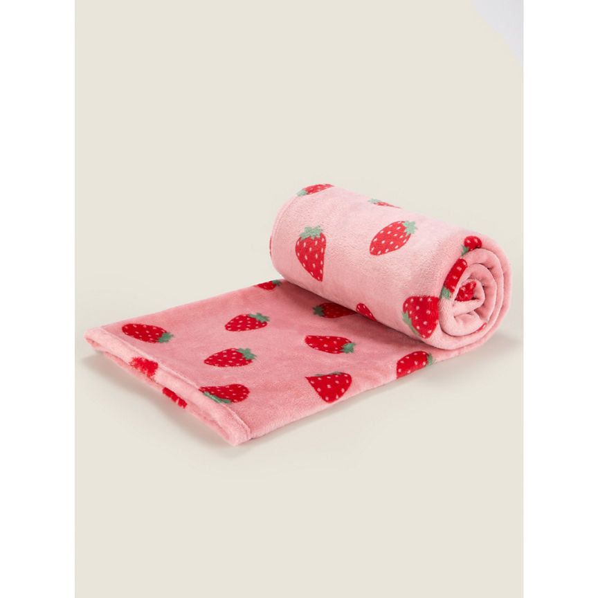 George Home Red Strawberry Fleece Blanket