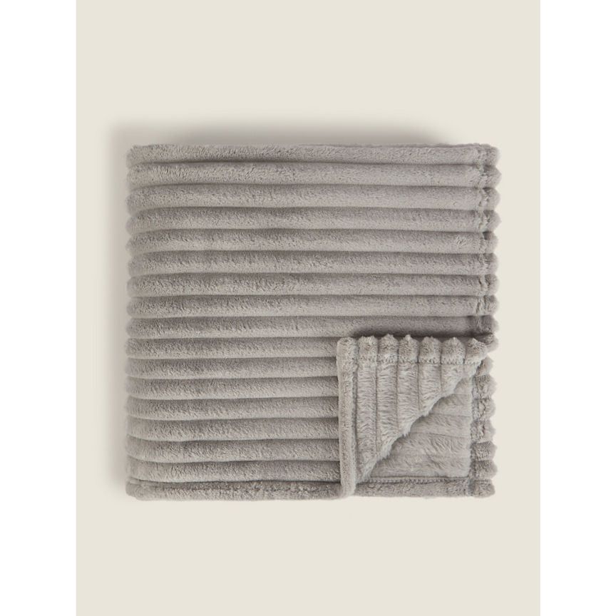 George Home Ribbed Super Soft Throw Grey