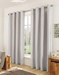 George Home Silver Faux Silk Curtains