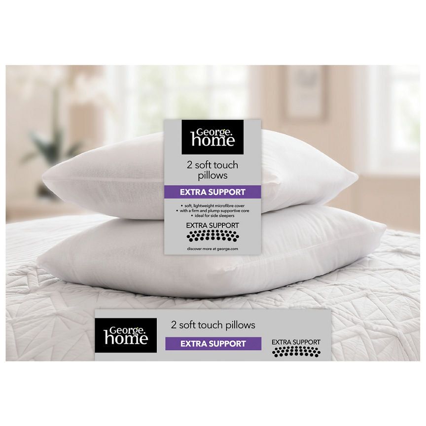 George Home Soft Touch Extra Support Pillow Pair