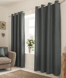 George Home Textured Weave Lined Curtains - Charcoal