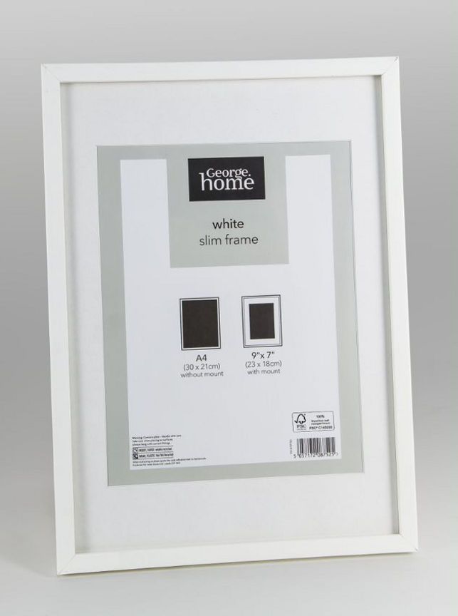 George Home White Photo Frame 9x7 with mount, A4 no mount