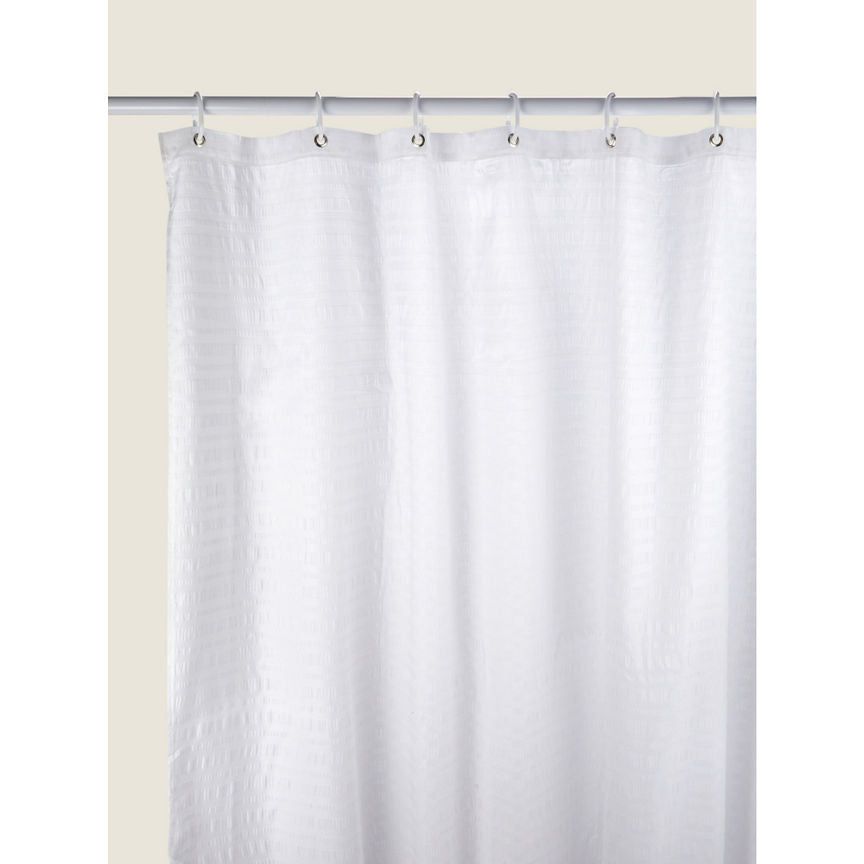 George Home White Textured Seersucker Shower Curtain