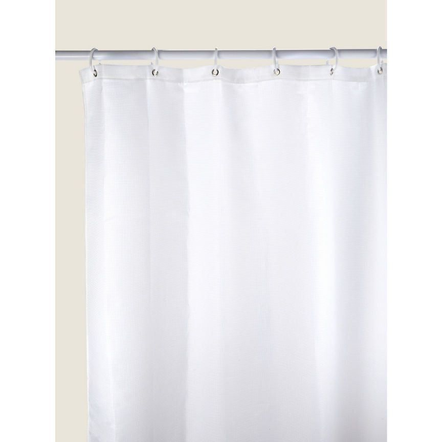 George Home White Textured Waffle Shower Curtain