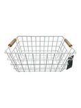 George Home White Wire Storage Basket with Wood Handle