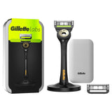 Gillette Labs barberhøvel med eksfolierende stang, reiseveske - 2 blader