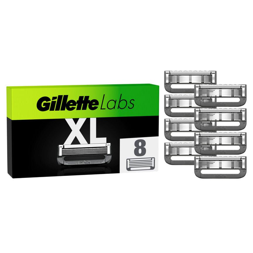 Gillette Labs With Exfoliating Bar And Heated Razor Blades, 8 Refills