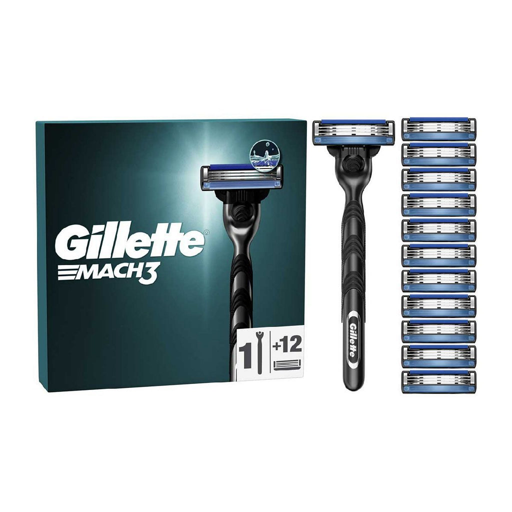 Gillette Mach3 Razor for Men 1 Gillette Razor 12 Blade Refills