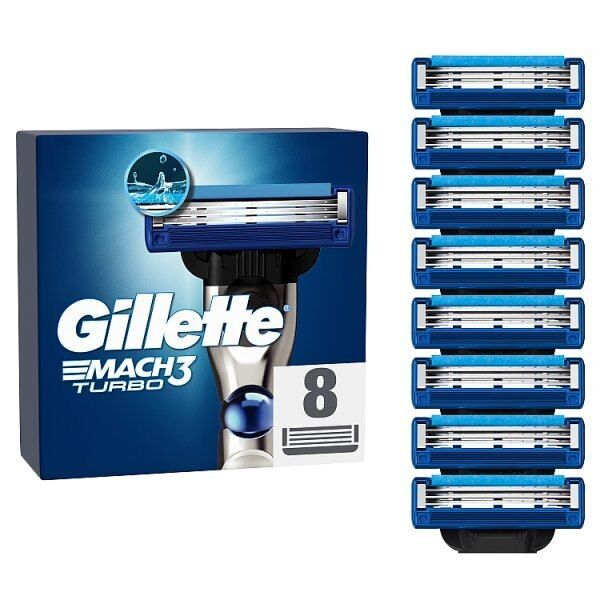 Gillette Mach3 Turbo Men’s Razor Blade Refills, 8 Count