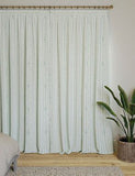 Gingham Floral Pencil Pleat Blackout Curtains - Green Mix, W168Cm Drop 229Cm