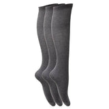 Girls Knee High School Socks (Pack Of 3) (UK Shoe 9-12) Grey / 1EA