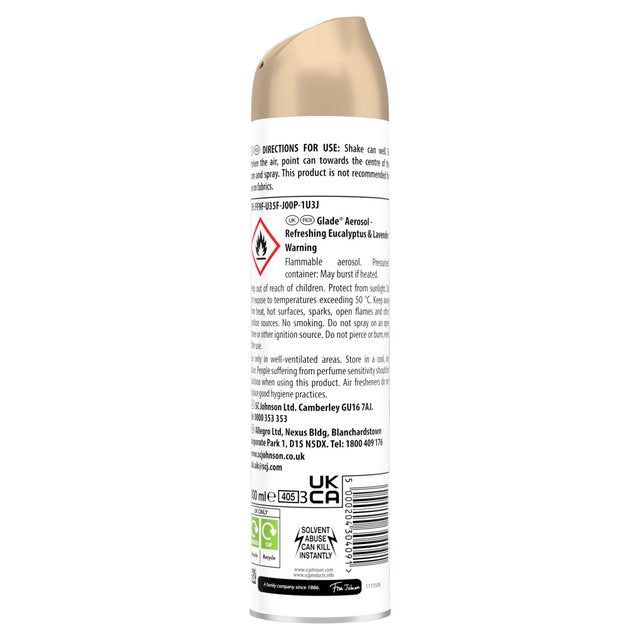 Glade Aerosol Eucalyptus &amp;amp; Lavender Air Freshener   300ml