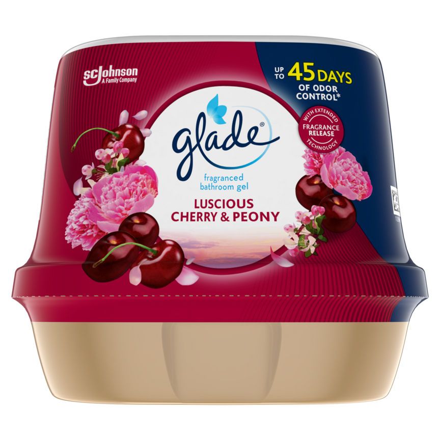 Glade Fragranced Bathroom Gel Bathroom Air Freshener & Odour Eliminator Cherry & Peony