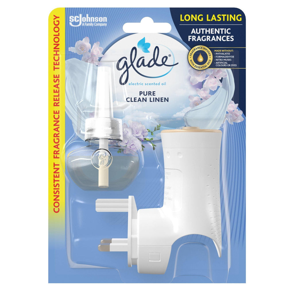 Glade Scented Oil Plug In Holder & Refill Air Freshener Clean Linen 20ml