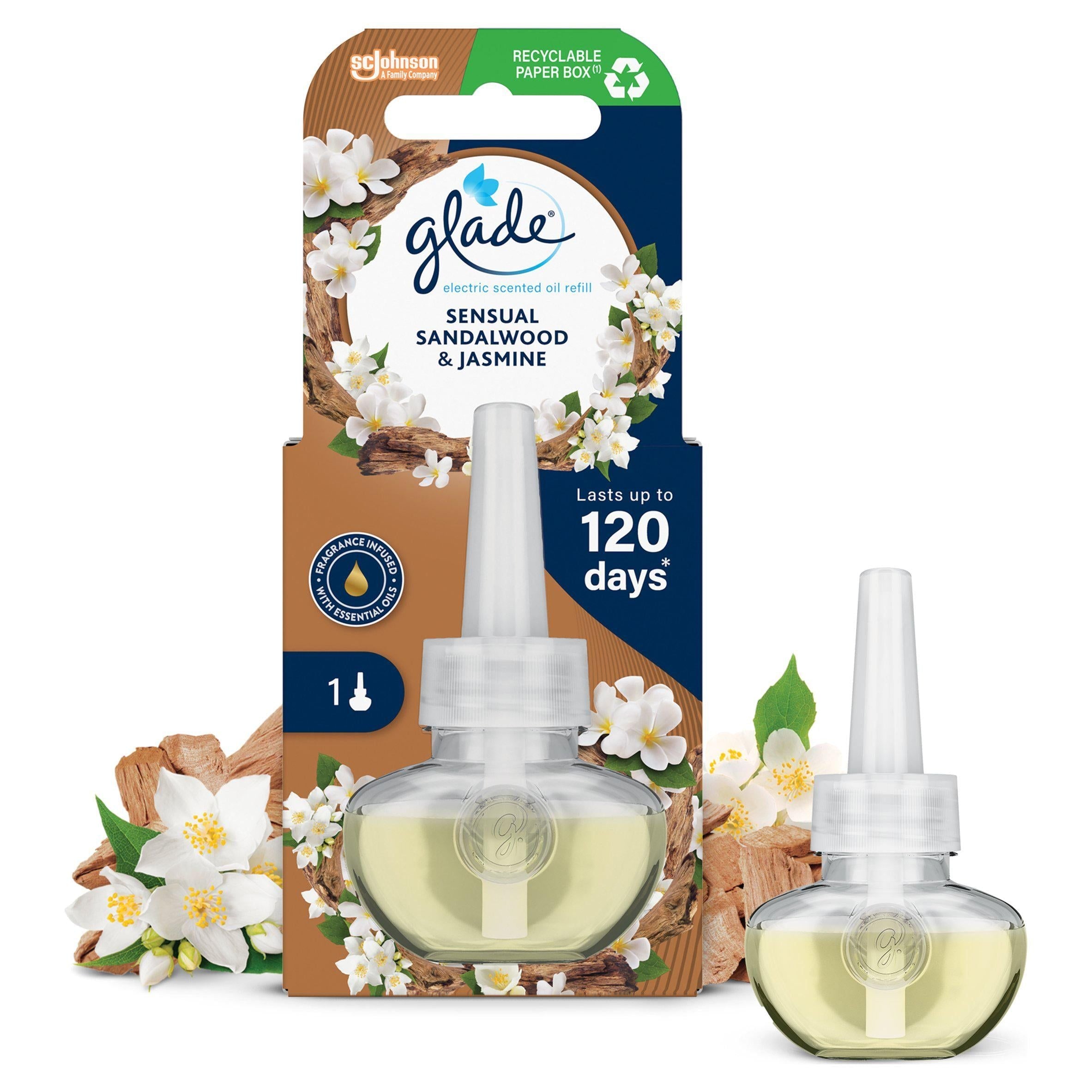 Glade Scented Oil Plug In Refill Air Freshener Sandalwood &amp;amp; Jasmine 20ml