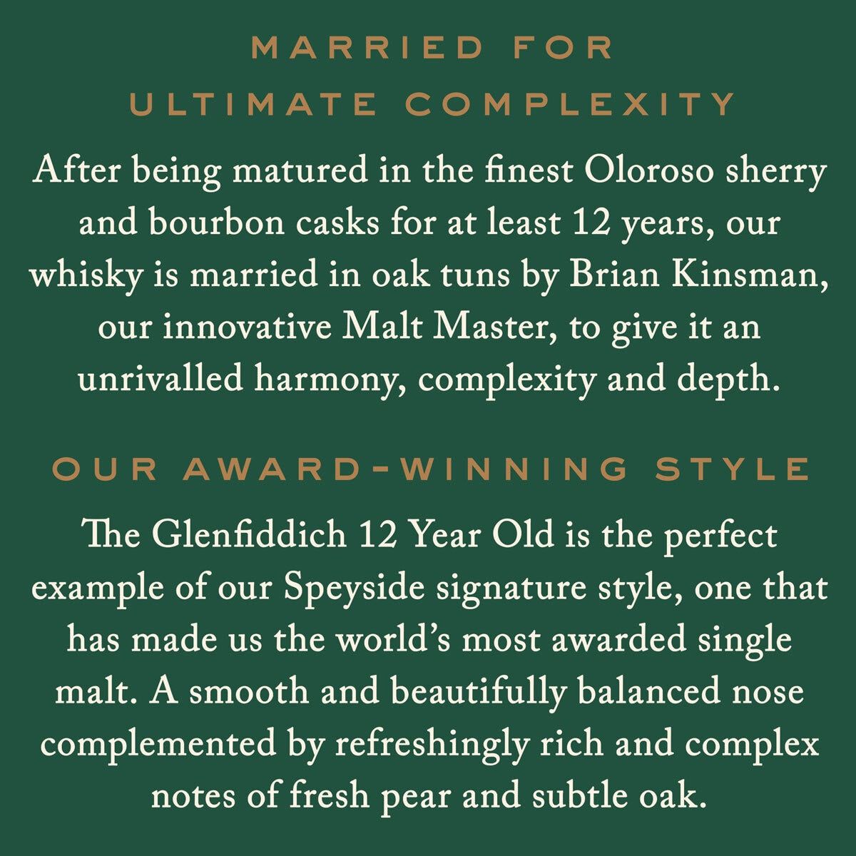 Glenfiddich 12 Year Old Single Malt Whisky, 70cl