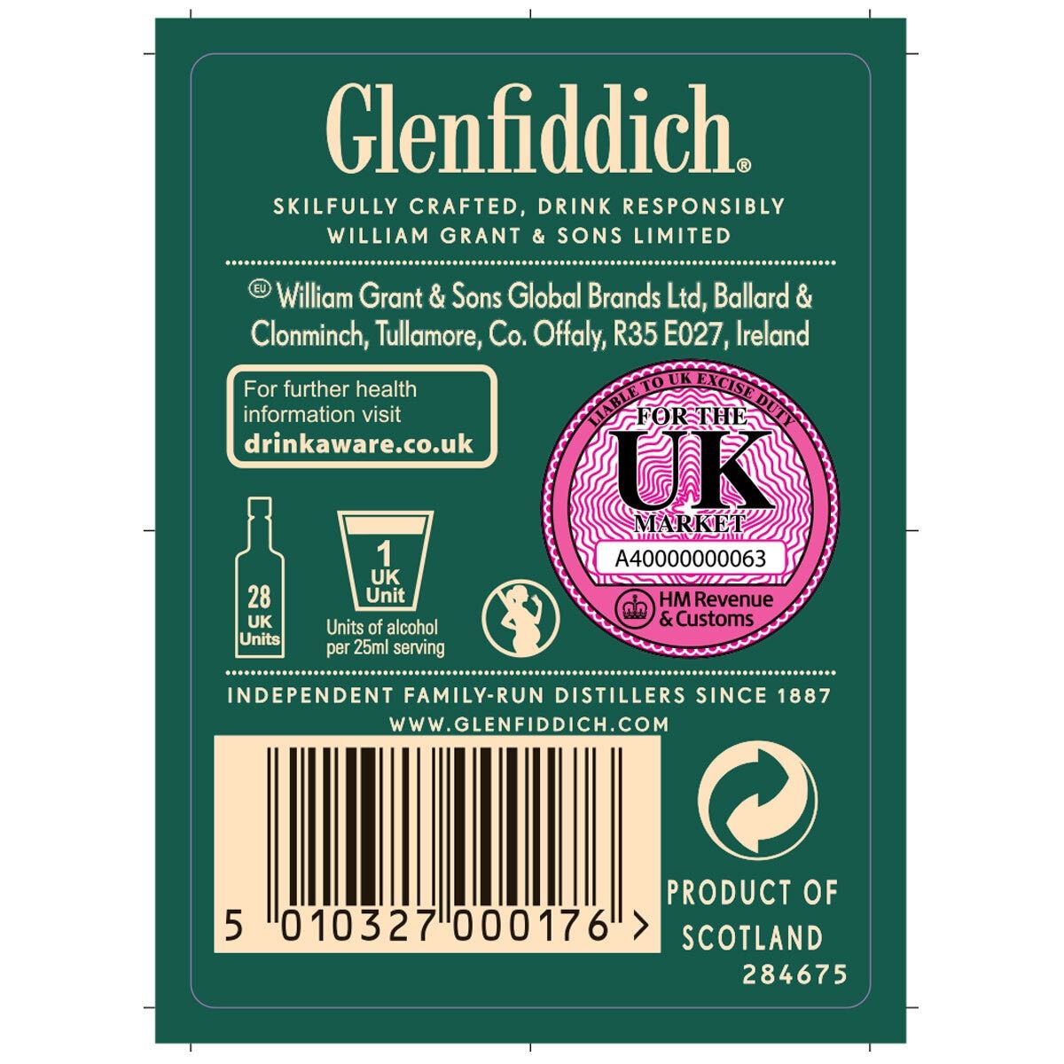 Glenfiddich 12 Year Old Single Malt Whisky, 70cl