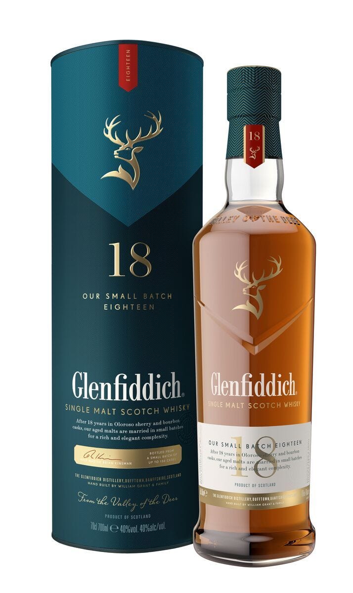 Glenfiddich 18 Year Old Small Batch Reserve Scotch whisky 70cl (British brand)