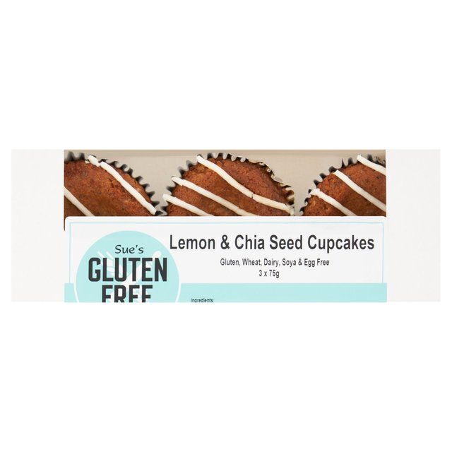 Gluten Free Kitchen Vegan Lemon &amp;amp; Chia Cupcakes   3 x 75g