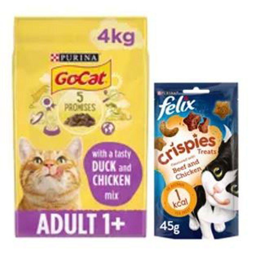 Go Cat Adult Dry Cat Food 4kg & Felix Crispies Bundle