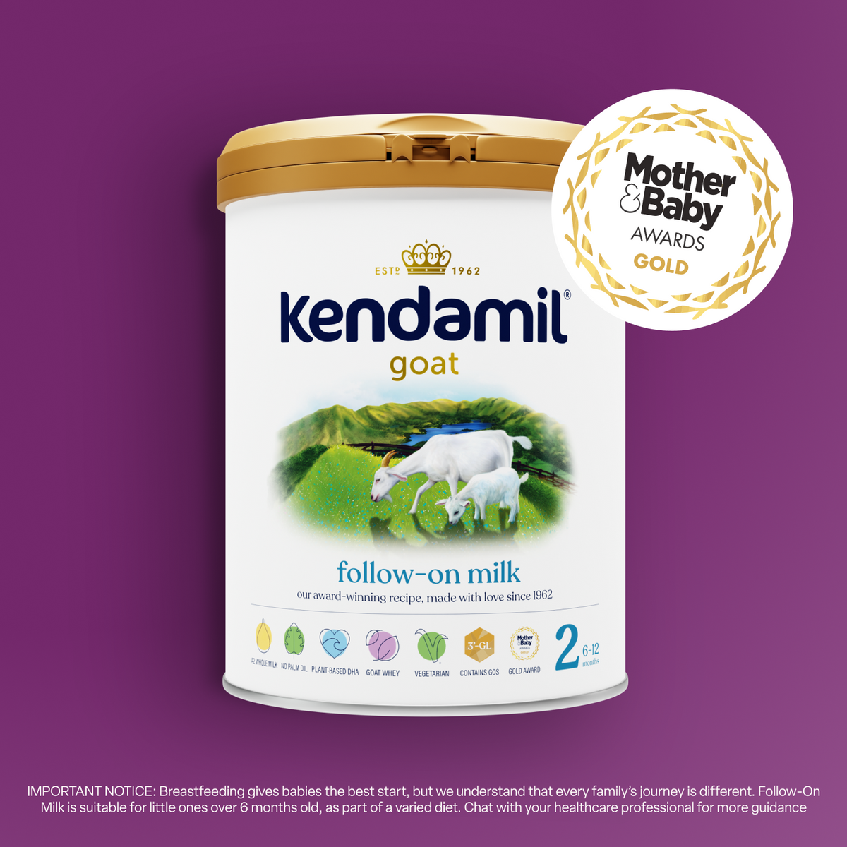 Kendamil goat follow-on milk Stage 2 for 6-12 months - British product