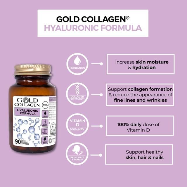 Gold Collagen Hyaluronic Formula Tablets   90 per pack