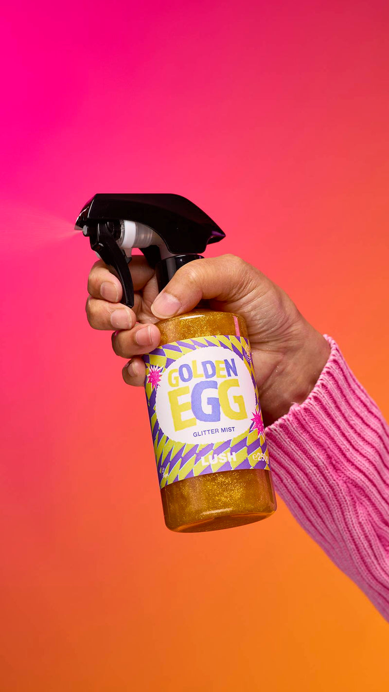 Lush Golden Egg glitter mist spray (British brand)