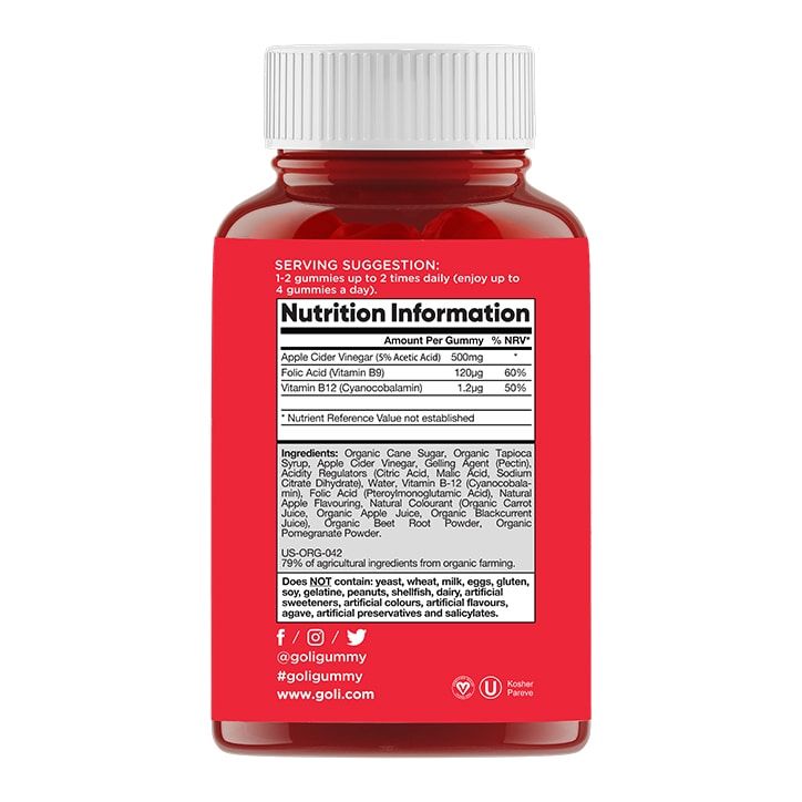 Goli Nutrition Apple Cider Vinegar ACV 60 Gummies