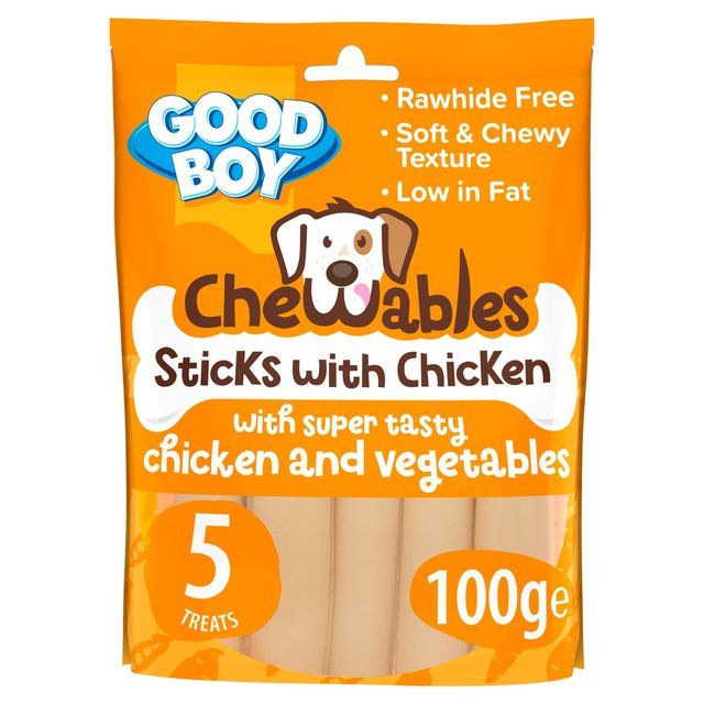 Good Boy Chewables Dog Treats Rawhide Free Chicken Sticks    5 per pack