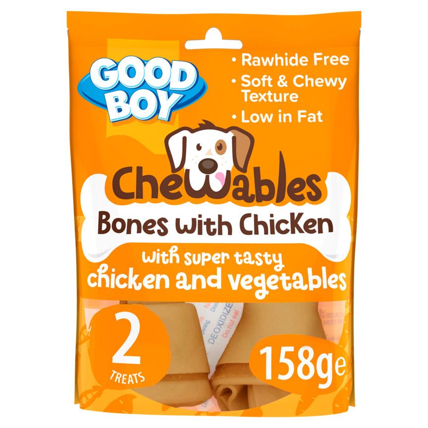 Good Boy Chewables Medium Chicken Bones Rawhide Free Dog Treats 2 Pack