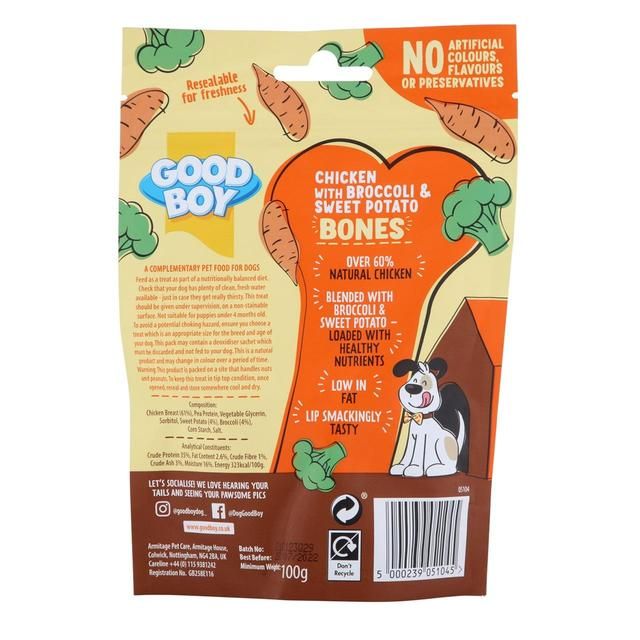 Good Boy Superlicious Chicken Broccoli &amp;amp; Sweet Potato Bone Dog Treats   100g