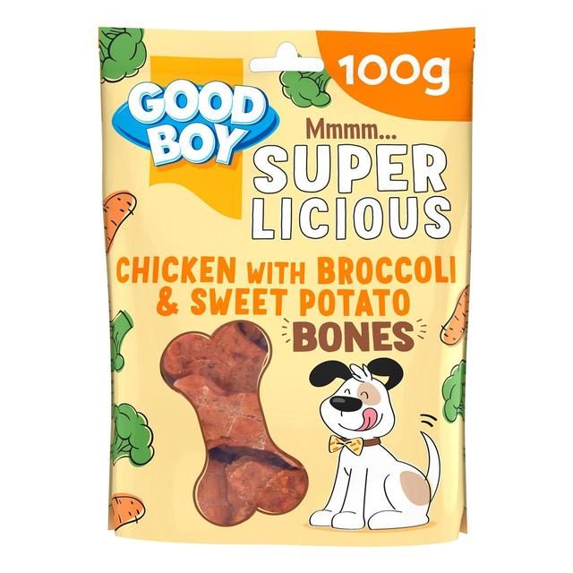 Good Boy Superlicious Chicken Broccoli &amp;amp; Sweet Potato Bone Dog Treats   100g