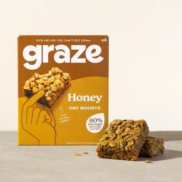 Graze Protein Honey Snack Bars Wholegrain Oats   4 per pack