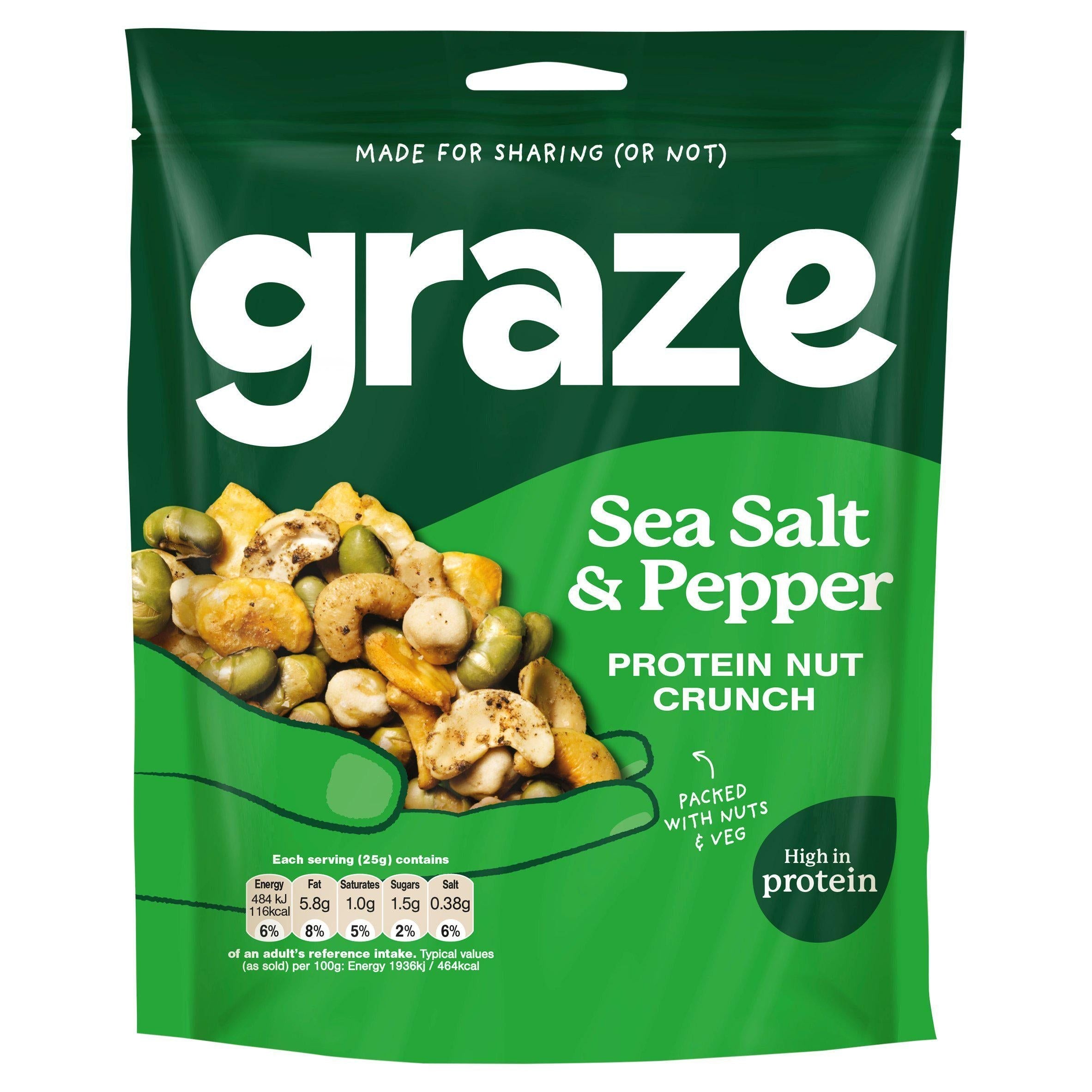 Graze Protein Salt &amp; Pepper Vegansk blandede nøtter Snack 100g