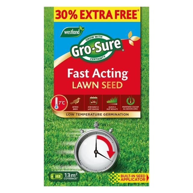 Gro-Sure Fast Acting Lawn Seed 10m2 + 30% Extra Free   400g