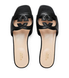 Gucci Cut Leather Interlocking G Sandals