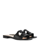 Gucci Cut Leather Interlocking G Sandals