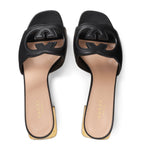 Gucci Cut Leather Interlocking G Sandals