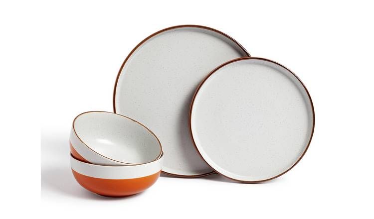 Habitat 12 Piece Stoneware Dinner Set - Rust Speckle