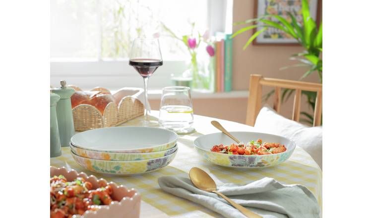 Habitat 4 Piece Porcelain Pasta Bowl - Multicoloured