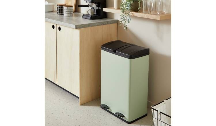 Habitat 60 Liter Twin Compartment Pedal Bin - Sage