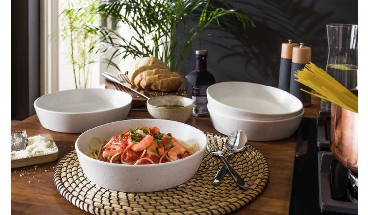 Habitat Addison 4 Piece Stoneware Pasta Bowl - White