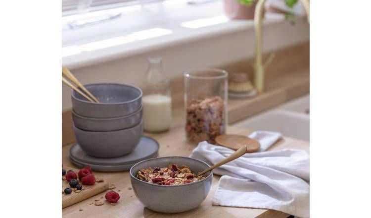 Habitat Evora 4 Piece Stoneware Cereal Bowl - Blue