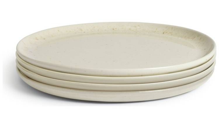 Habitat Evora 4 Piece Stoneware Side Plates - Natural