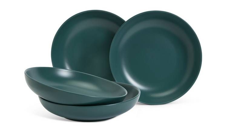 Habitat Matte Glaze 4 Piece Stoneware Pasta Bowls - Teal