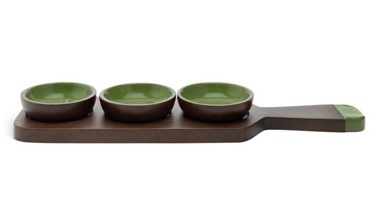 Habitat x Scion 3 Piece Dip Bowls with Board - Green