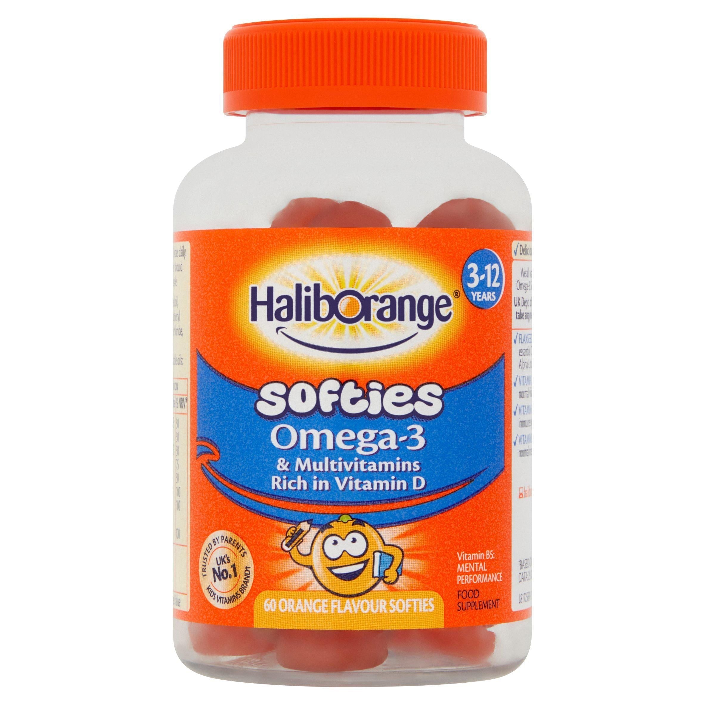 Haliborange Omega 3 &amp; Multivitamin narancs ízű puhák, 3-12 év x60