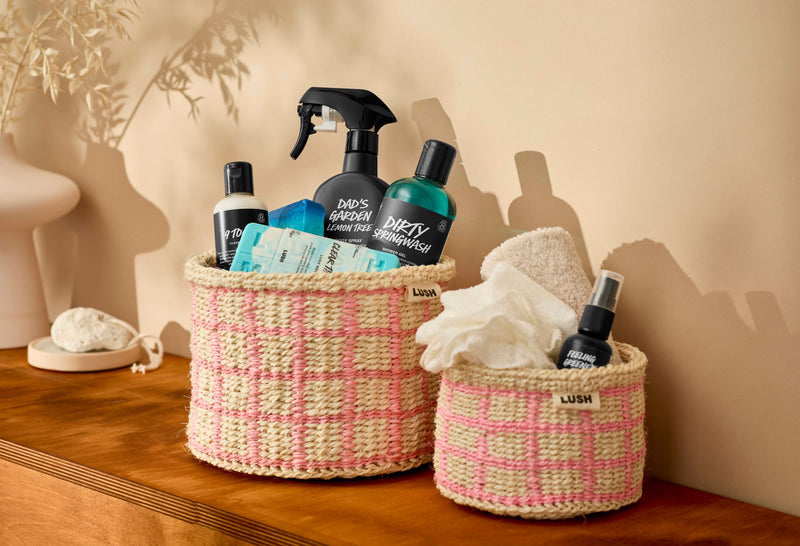 Lush handwoven light pink basket extra small - British product