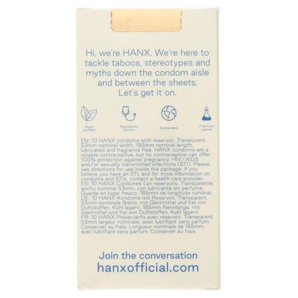 HANX 100% Vegan Condoms - Standard Size 10 Pack