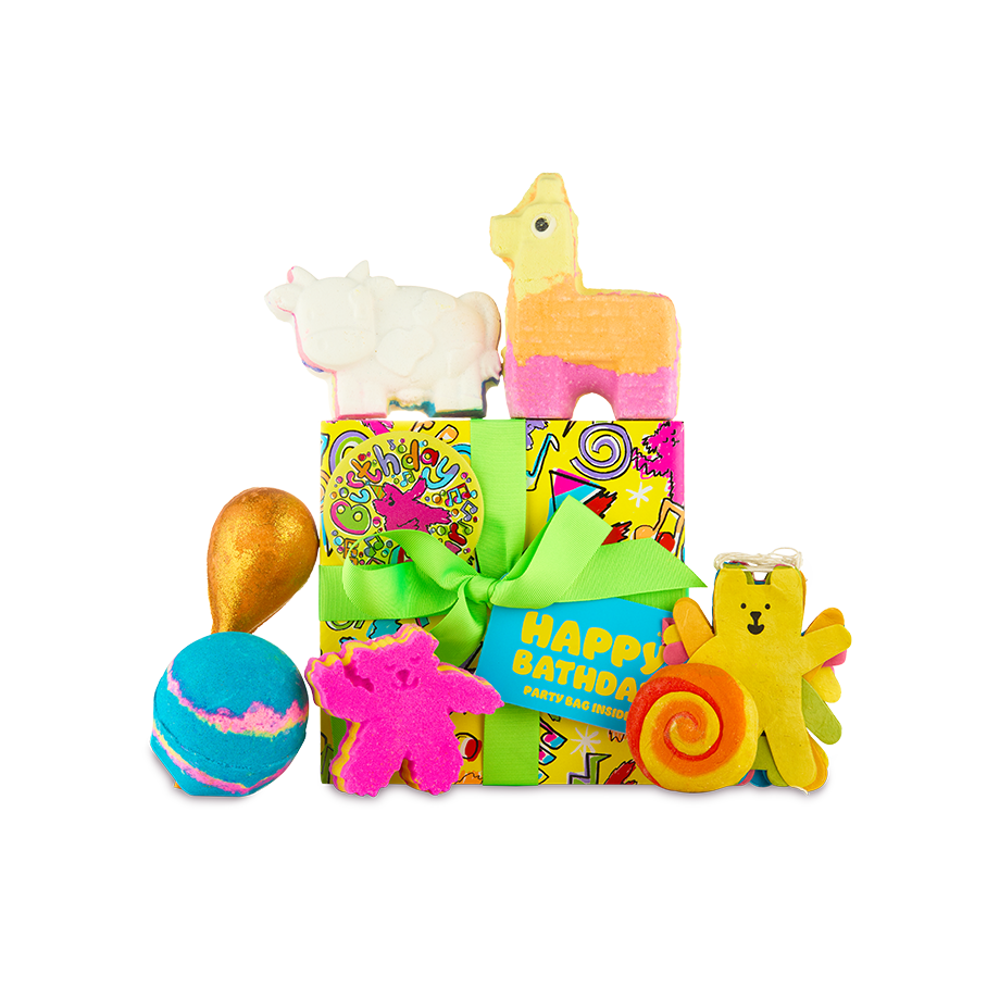 Lush Happy Bathday bath gift set, six bathtime treats (British brand)
